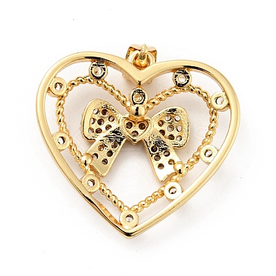Rack Plating Brass Micro Pave Clear Cubic Zirconia Pendants ZIRC-F129-42G-1