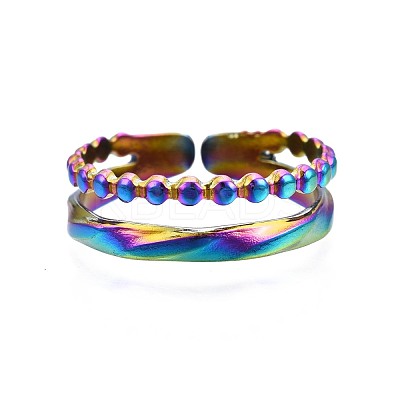 304 Stainless Steel Hollow Wide Cuff Ring RJEW-N038-100-1