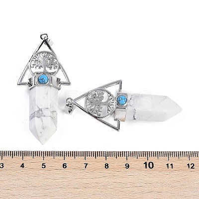 Natural Howlite Faceted Pointed Bullet Big Pendants G-H076-02P-015-1