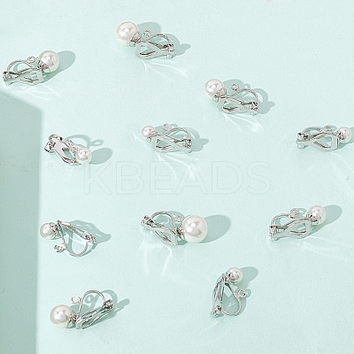24Pcs 4 Styles 304 Stainless Steel Clip-on Earring Findings with Imitation Pearl Plastic Beaded STAS-SC0010-46B-1