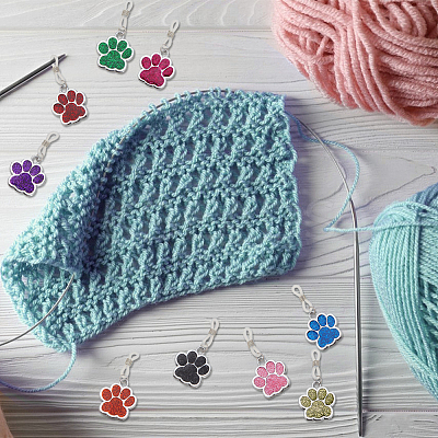Glitter Powder Dog Paw Print Knitting Tool Alloy Needle Cap HJEW-NB00141-1