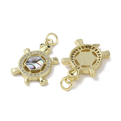 Brass Micro Pave Cubic Zirconia Pendants KK-G485-28G-02-1