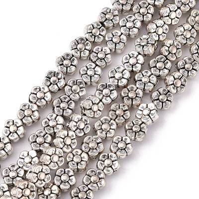 Tibetan Style Flower Alloy Bead Strands TIBEB-O007-01-NR-1