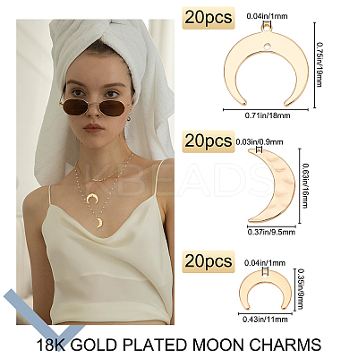 60Pcs 3 Style Brass Pendants KK-BBC0001-32-1