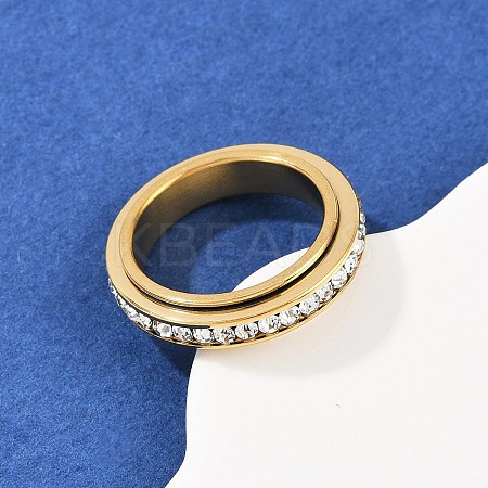 304 Stainless Steel Rhinestone Rotating Finger Rings RJEW-A074-01B-G-1