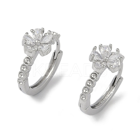 Flower Glass Hoop Earrings EJEW-L292-019P-1