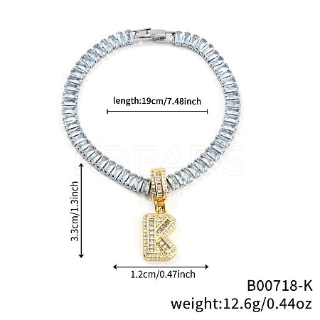 Fashionable Brass Micro Pave Clear Cubic Zirconia Charm Bracelets AF9298-11-1