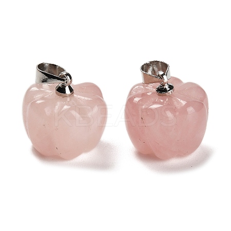Natural Rose Quartz Pumpkin Charms G-K338-27P-07-1
