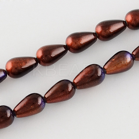 Teardrop Spray Painted Glass Beads Strands DGLA-R042-21-1