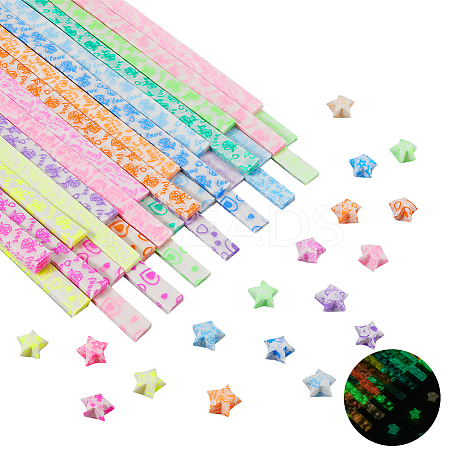 630Pcs 3 Colors Luminous Lucky Star Origami Paper DIY-SC0027-37-1
