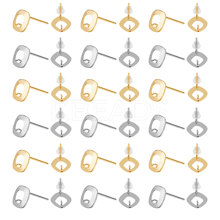 80Pcs 2 Colors 201 Stainless Steel Stud Earring Findings STAS-DC0011-33-1