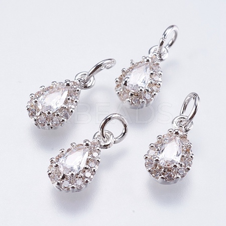 Brass Micro Pave Cubic Zirconia Charms RB-I077-15P-RS-1