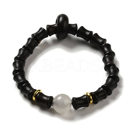 Wood Bamboo Joint Beaded Stretch Bracelet BJEW-B080-13A-1