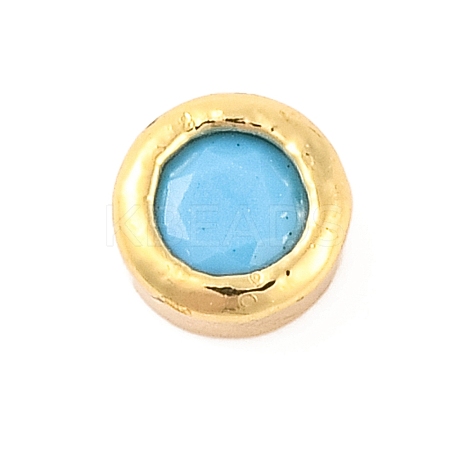 Rack Plating Flat Round Brass Micro Pave Cubic Zirconia Cabochons KK-F874-03G-05-1