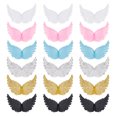 36Pcs 6 Colors Plastic Angel Wings Ornament DIY-AR0002-99B-1