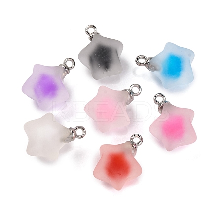 Frosted Resin Star Pendants RESI-U002-08-1