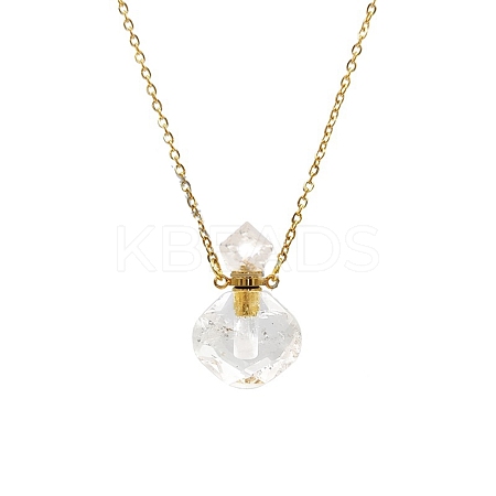 Natural Quartz Crystal Perfume Bottle Necklaces PW-WG51282-09-1