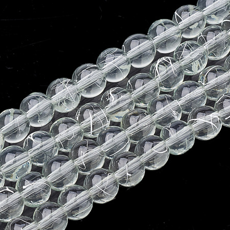 Drawbench Transparent Glass Round Beads Strands X-GLAD-Q012-8mm-04-1