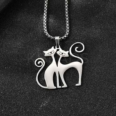 304 Stainless Steel Pendant Necklaces NJEW-P329-02P-1