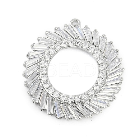Brass Micro Pave Cubic Zirconia with Glass Pendants KK-Q026-19P-1