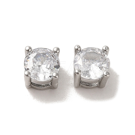 Brass with  Single Clear  Cubic Zirconia Bead KK-H461-09B-P-1