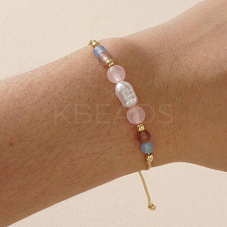 Pastel Gemstone & Imitation Pearl Beaded Bracelet AH6262-1