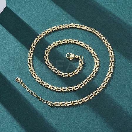 Brass Link Chain Necklaces for Women NJEW-K282-01G-1