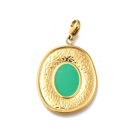 Oval 304 Stainless Steel Enamel Pendant Decorations STAS-R159-47G-02-1