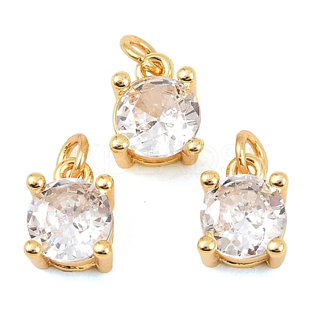 Brass with Cubic Zirconia Charms KK-F927-15G-1