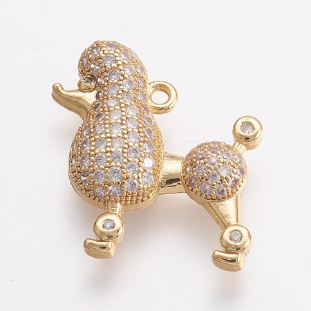 Brass Micro Pave Cubic Zirconia Puppy Pendants ZIRC-G123-52G-1