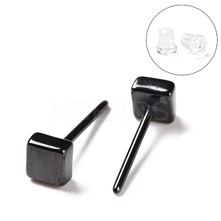 Hypoallergenic Bioceramics Zirconia Ceramic Square Stud Earrings EJEW-Z023-07C-1
