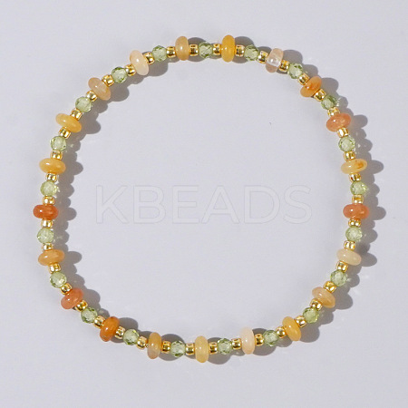 Beach Vacation Style Natuarl Prehnite & Red Aventurine Jade Beaded Stretch Bracelet Women RO9590-3-1