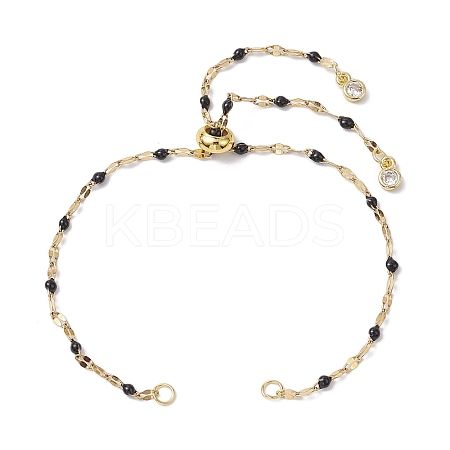 304 Stainless Steel Enamel Dapped Chains Slider Bracelets Making AJEW-JB01293-05-1