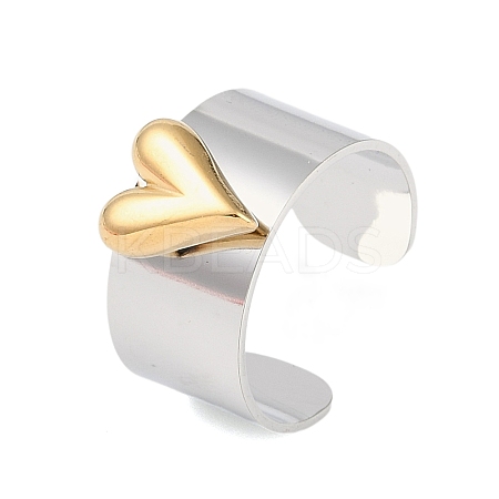 304 Stainless Steel Heart Open Cuff Rings LS-RJEW-C095-04P-1