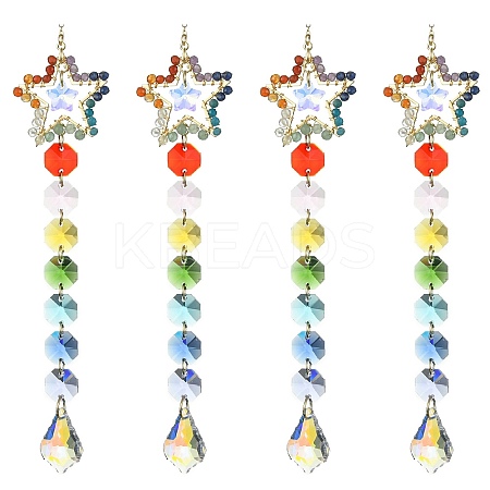 Glass Teardrop Pendant Decorations HJEW-JM01112-03-1
