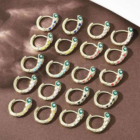 Brass Micro Pave Cubic Zirconia Hoop Earrings EJEW-B146-02G-1