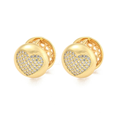 Brass Pave Clear Cubic Zirconia Hoop Earrings EJEW-M258-19G-1