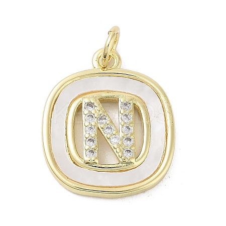 Rack Plating Brass Micro Pave Clear Cubic Zirconia Pendants KK-E102-33G-N-1