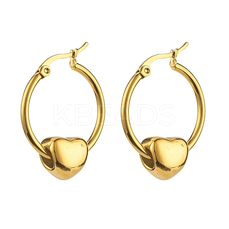 Heart Beaded Hoop Earrings for Girl Women EJEW-JE04706-1