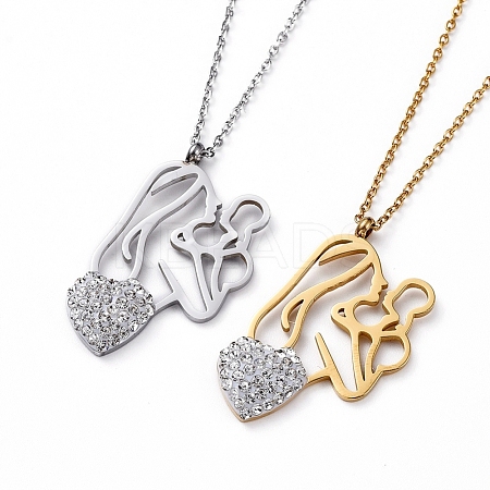 304 Stainless Steel Pendant Necklaces NJEW-L166-15A-1