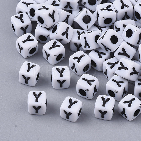 White Opaque Acrylic Beads MACR-R869-02Y-1