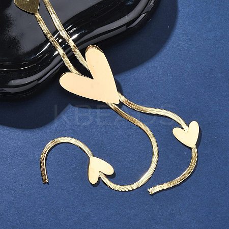304 Stainless Steel Heart Y Necklaces NJEW-R026-30G-1