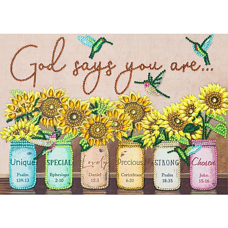 DIY Jar Vase & Inspiring Quote Theme Diamond Painting Kits DIAM-PW0004-069D-1