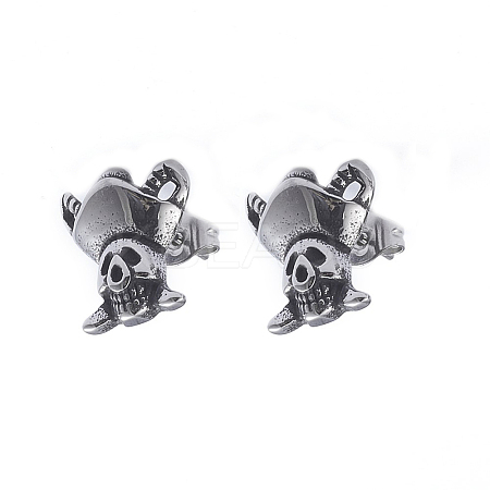 Retro 304 Stainless Steel Stud Earrings EJEW-L248-024AS-1