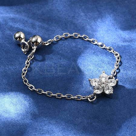 925 Sterling Silver Micro Pave Cubic Zirconia Slide Rings RJEW-R016-02P-02-1