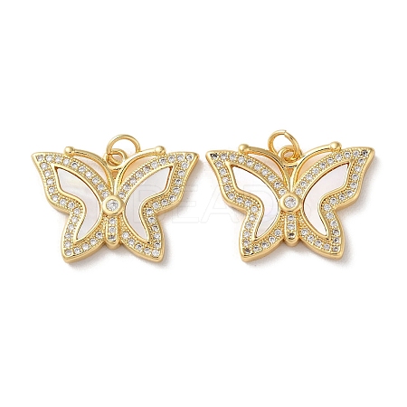 Brass Micro Pave Clear Cubic Zirconia Pendants KK-B083-37B-G-1