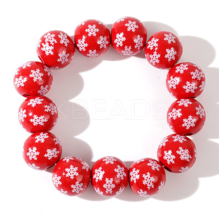 Halloween Creative Wood Printed Stretch Round Beaded Bracelets YX3939-1-1