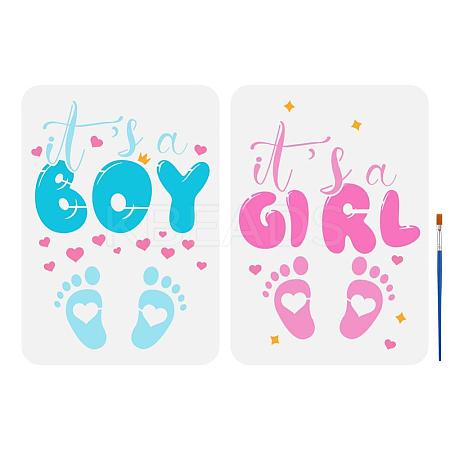 Fingerinspire 1 Set Baby Theme PET Hollow Out Drawing Painting Stencils DIY-FG0005-27-1