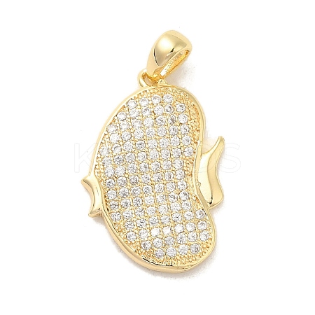 Brass Micro Pave Clear Cubic Zirconia Pendants KK-Z073-21G-1