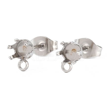 304 Stainless Steel Flat Round Stud Earring Findings STAS-D389-04C-P-1
